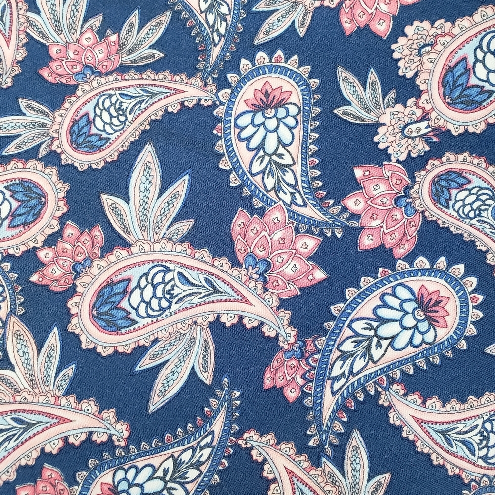 Lands' End | Knee Length Fit & Flare Dress | Blue Paisley | Medium Petite 10-12 - Picture 9 of 10